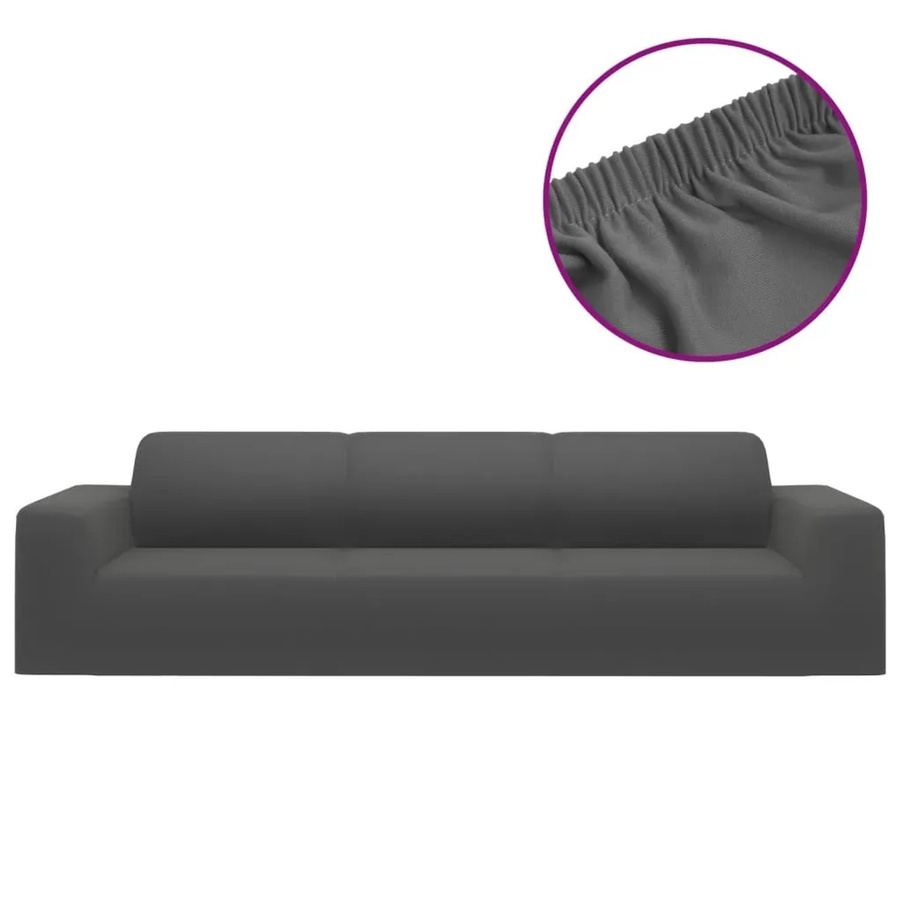 vidaXL Stretch Sofahusse für 4 Personen aus Polyester-Jersey in Anthrazit - Bild 2