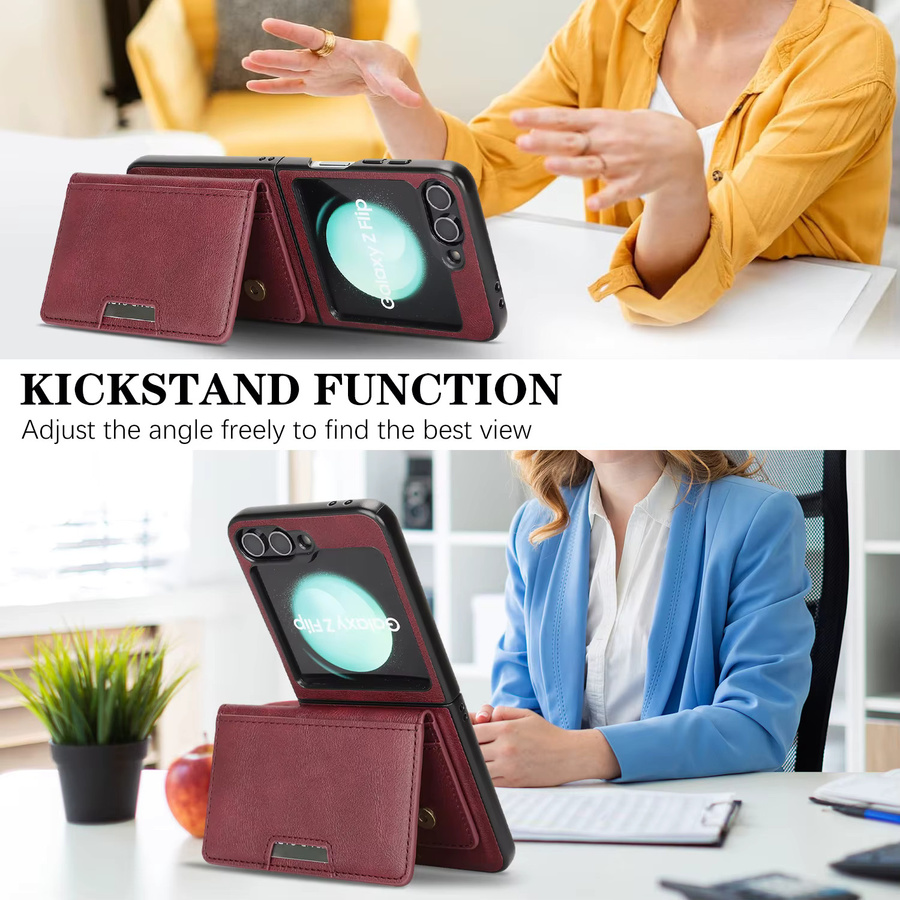 2-in-1 Ledertasche für Samsung Galaxy Z Flip 7 6 5 4 3 mit Magnetic Wireless Charging und Kartenfach in Schwarz - Bild 4