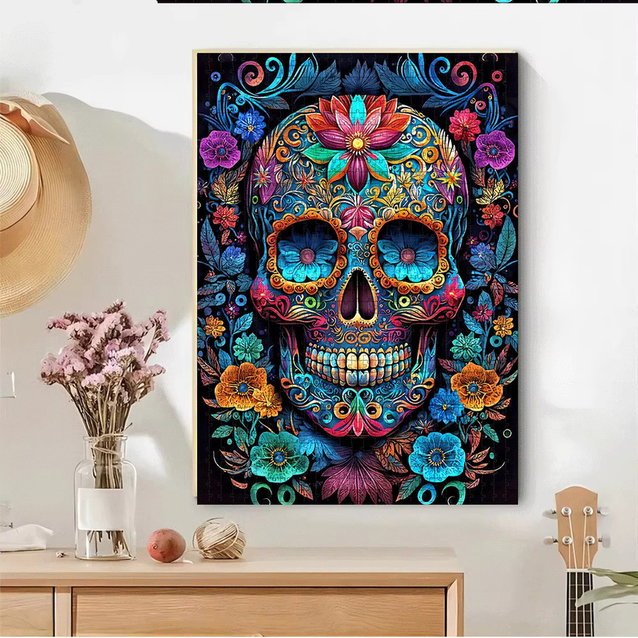 AZNM Mexikanisches Tag der Toten Puzzle, Catrina Skull & Sugar Skull, Bunt / Mehrfarbig - Bild 2