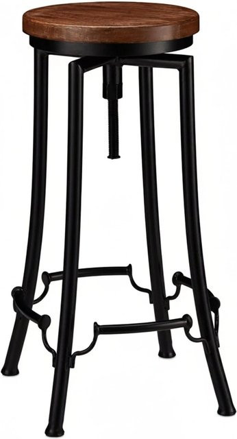 Relaxdays Barhocker aus Eisen und Mangoholz in Schwarz und Braun, höhenverstellbar und drehbar, B/T/H: 34 x 34 x 67,5 cm - Bild 1