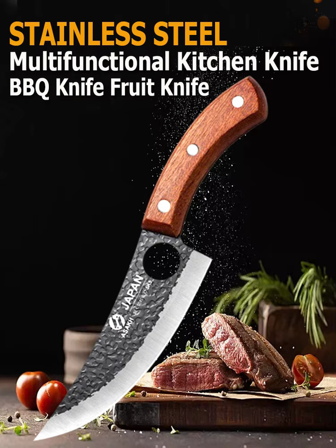 WXCOO Handgeschmiedetes Küchen-Ausbeinmesser in Silber mit Holzgriff zum Schneiden von Fleisch und Gemüse - Bild 7