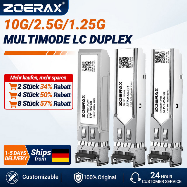 ZoeRax SFP Multi-Mode LC Duplex Transceiver-Modul 850nm in Silber - Bild 1