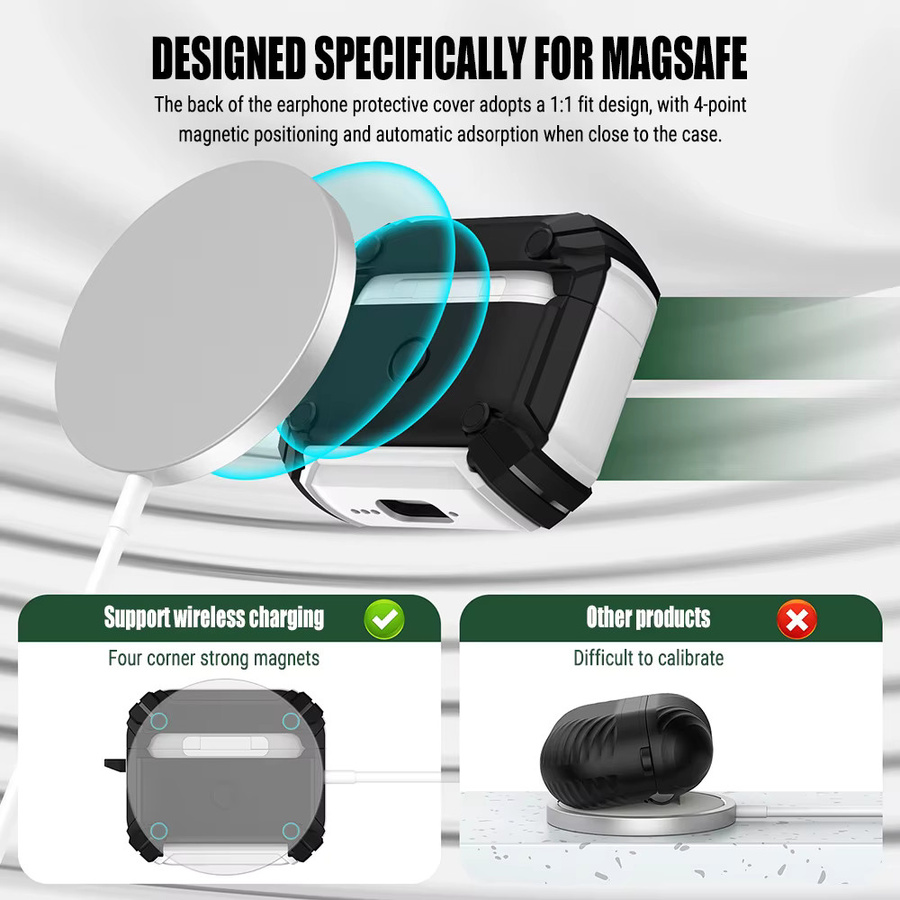 Stoßfeste Magsafe Schutzhülle mit automatischem Sperr-Clip für Apple AirPods Pro 2. Generation und AirPods 4 in Gelb - Bild 5