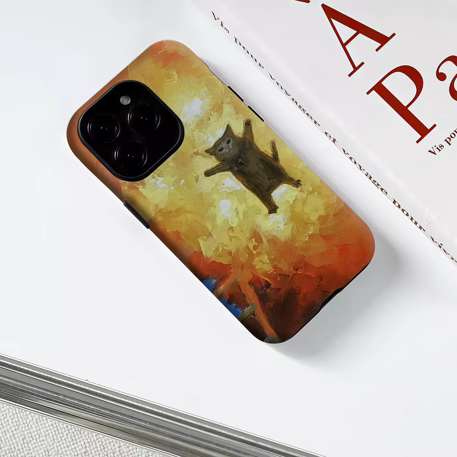 Magnetische Handyhülle mit abstraktem Ölgemälde Katze für iPhone 17 16 15 14 13 Pro Max Plus von Potdemiel in Multicolour - Bild 3