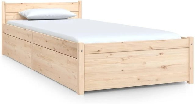 vidaXL Bett mit Schubladen aus massivem Kiefernholz in Braun mit rustikaler Optik, B/T/H: 75 x 190 cm - Bild 1