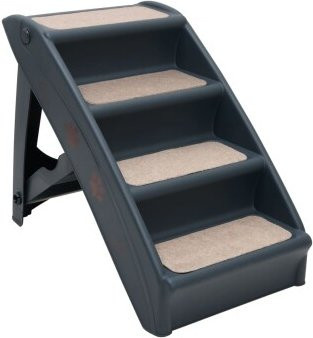 VidaXL Hundetreppe mit 4 Stufen klappbar dunkelgrau mit rutschfester Textiloberfläche - Bild 1