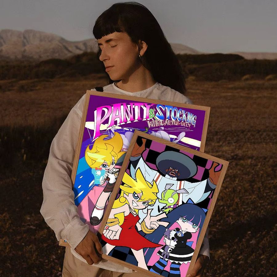 Potdemiel Anime Wandkunst Poster mit Strumpfgürtel und Strümpfen in Multicolor für deine nordische Heimdekoration - Bild 4