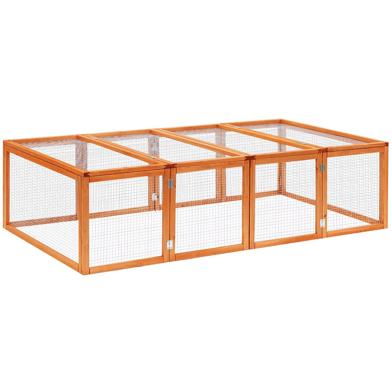 PawHut Freilaufgehege aus Holz in Grau und Natur mit Doppeltür, B/T/H: 181 x 100 x 48 cm - Bild 2