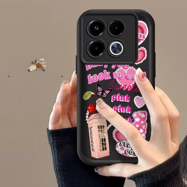 Sky Eye Silikon Handyhülle mit Schmetterlings-Lanyard für Infinix Note 40 Pro 50 Pro 50i 60 in Schwarz und Multicolour - Bild 1