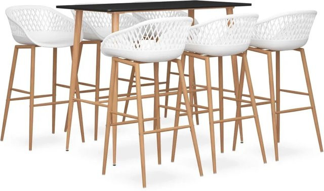 vidaXL 7-tlg. Bar-Set Modell 9 in Schwarz und Weiß mit Tisch und Stühlen - Bild 1