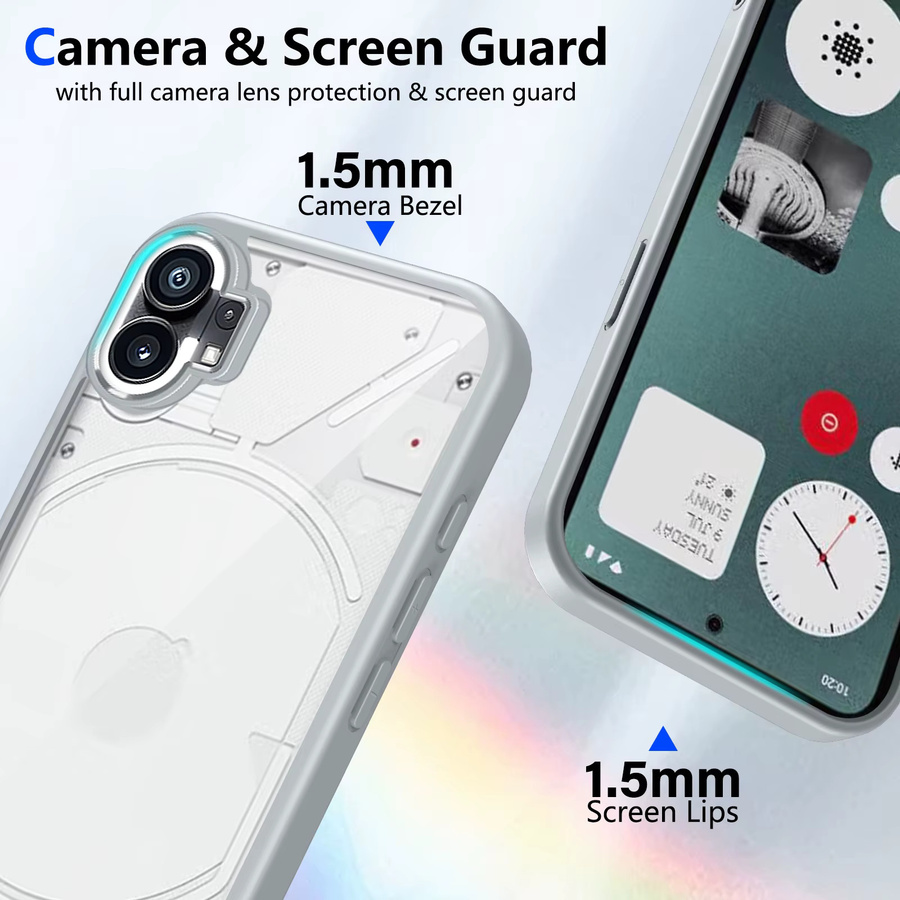 EUCAGR Silikon-Handyhülle für Nothing Phone 1, stoßfeste Luftkissen-Schutzhülle mit matter Rückseite, transparent/grau - Bild 2