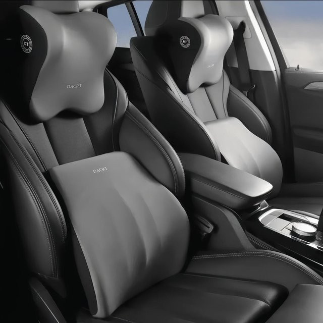 2-teiliges Set aus Kopfstütze und Nackenkissen von Knife Home aus Memory Foam in Grau für Auto und Bürostuhl - Bild 1