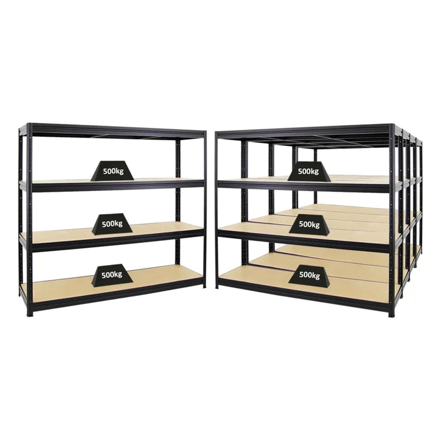 5er Set PROREGAL Dino Schwerlastregal mit verstellbaren Fachböden aus Metall und MDF, Schwarz, H 180 x B 200 x T 60 cm, Fachlast 500 kg - Bild 2