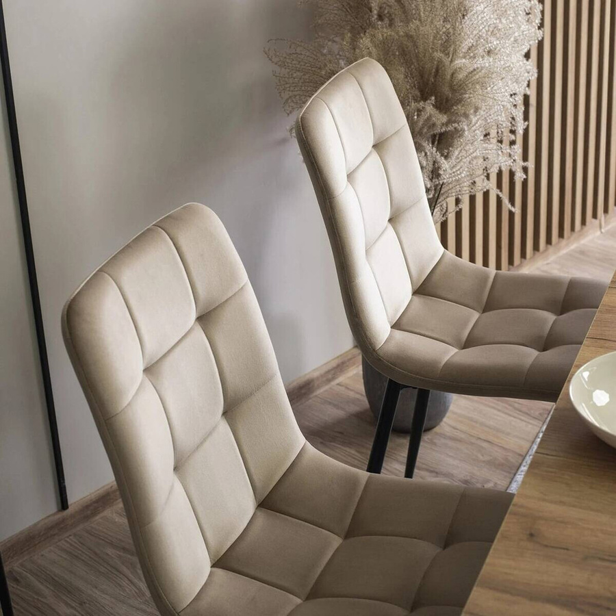 WIPMEB Stuhl PERU in Beige aus Velourstoff mit Metallgestell, B/H/T: 42 x 90,5 x 52 cm - Bild 2