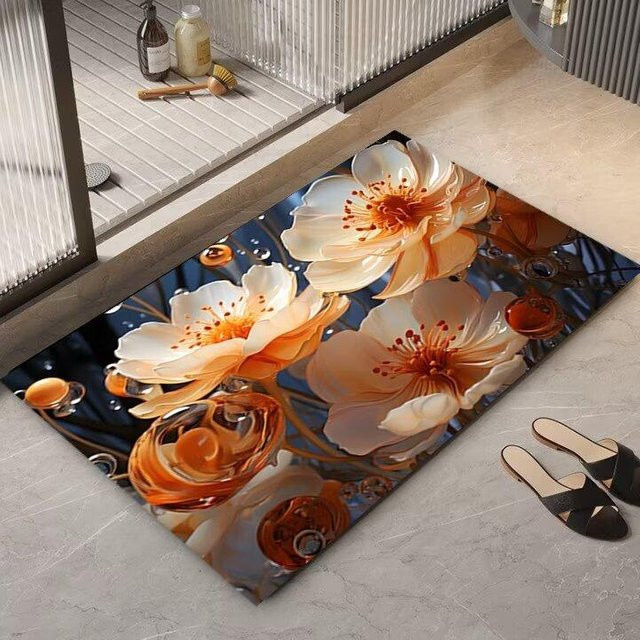 Saugfähige Kieselgurmatte für das Badezimmer von Yiran Furniture, rutschfest und waschbar, B/T: 60 x 40 cm, Mehrfarbig - Bild 1
