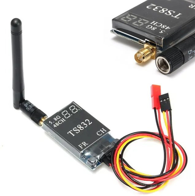 QX-MOTOR TS832 FPV Sender und Kamera Set in Schwarz mit 5,8G, 600mW, 48 Kanälen und 5km Reichweite für Racing Drones - Bild 1