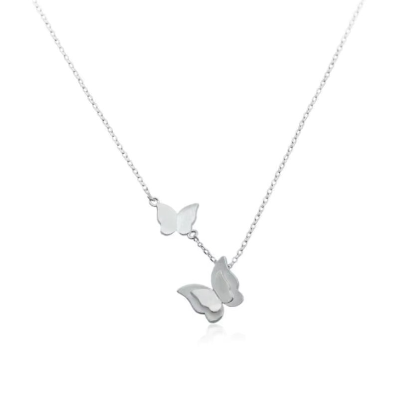 GaGa-Duck Halskette 925 Silber, Doppel Schmetterling, Damen - Bild 4