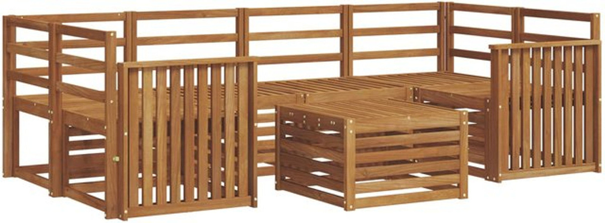 7-teilige Outdoor-Sofagarnitur aus Massivholz Akazie in Natur Braun von vidaXL für dein modernes Loungemöbel-Set - Bild 1