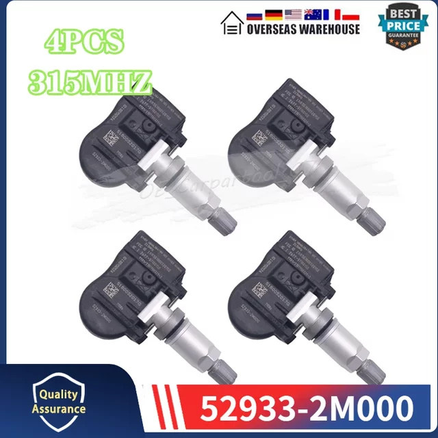 GANGLE Reifendruck Überwachungs Sensor Set für Kia Forte, Hyundai Akzent, Elantra, Equus, Genesis, Santa Fe in Schwarz, 4 Stück - Bild 1