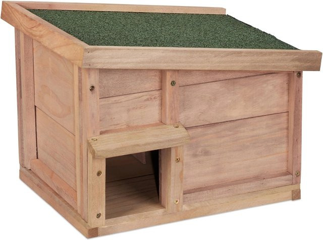 Relaxdays Igelhaus aus Tannenholz in Hellbraun mit Boden B: 40 cm, T: 30 cm, H: 34 cm - Bild 1
