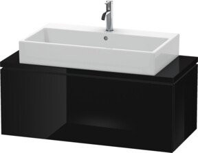 Duravit Waschtischunterschrank Compact L-Cube in Schwarz Hochglanz für Konsole mit 1 Auszug, B: 102 cm, T: 47,7 cm, H: 40 cm - Bild 1
