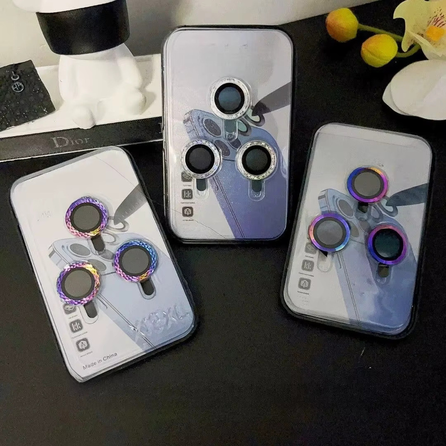 Bunter Diamant Kameraobjektivschutz aus Metall und Glas für Apple iPhone 12, 13 Mini, 14, 15 und 16 Pro Max Plus, 2-3 Stück - Bild 3