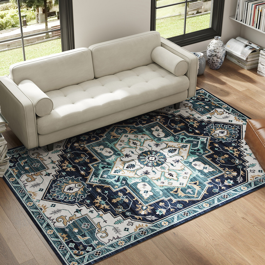 HOMCOM Bohemian Teppich in Mehrfarbig, Geometrisches Kurzflor-Design, Rutschfest und Waschbar, B: 230 cm, T: 160 cm - Bild 2