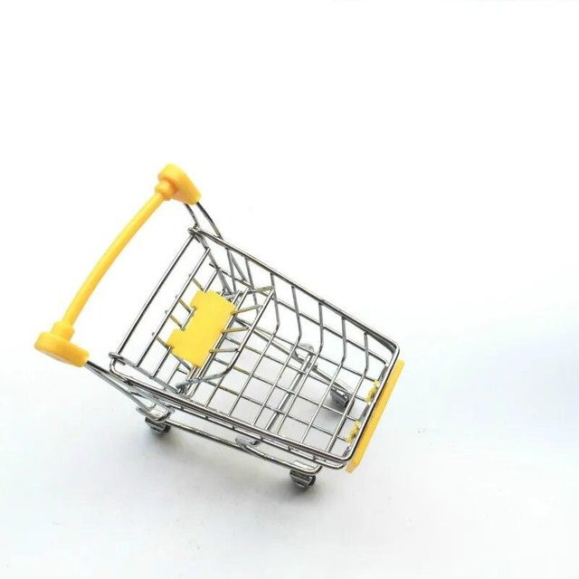 YJSTY Mini-Supermarkt-Einkaufswagen, Gelb, Metall - Bild 1