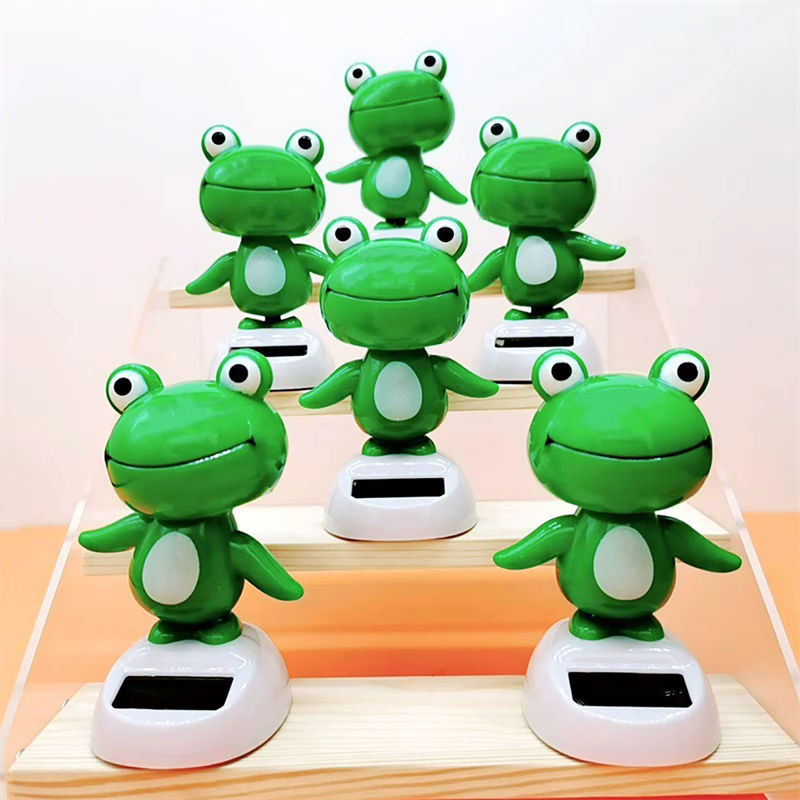 Solarbetriebener Wackelkopf Frosch als animiertes Auto-Ornament in Grün aus Kunststoff - Bild 2