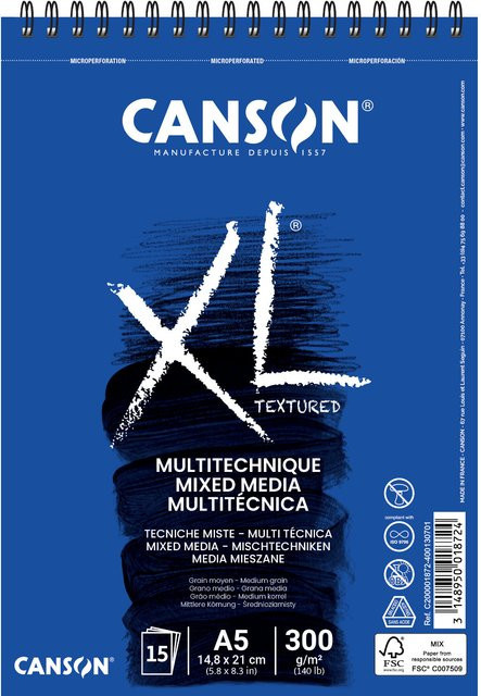 Canson XL Mix Media Spiralblock DIN A5 mit 15 Blatt und 300g/m² - Bild 1