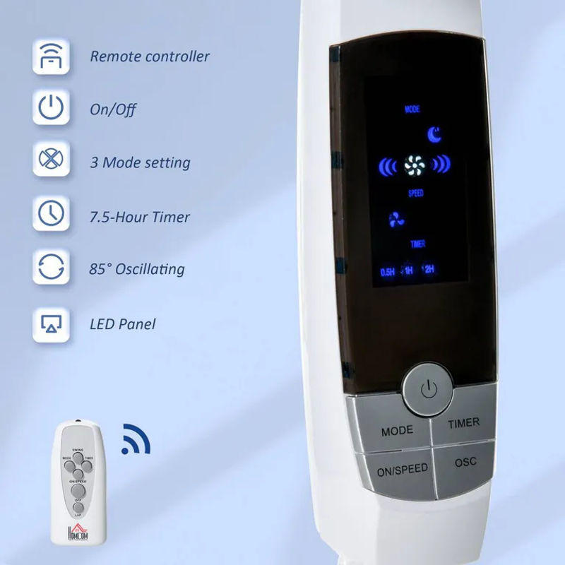 HOMCOM Standventilator in Weiß mit Fernbedienung, Timer und Oszillation, B/H/T: 45 x 138 x 42 cm - Bild 2