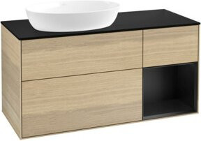 V&B Waschtischunterschrank Finion mit Wandbeleuchtung in Beige und Eiche Lackiert, Breite: 120 cm, Tiefe: 50,1 cm, Höhe: 50,1 cm - Bild 1