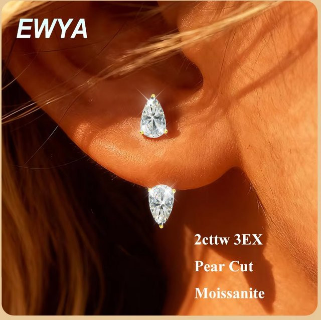 EWYA Ohrstecker, 925 Silber, Moissanit, Diamant, Damen - Bild 1