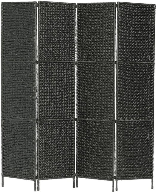 vidaXL 4-teiliger Paravent aus Wasserhyazinthe und Eisenrahmen, Schwarz, B/H: 154 x 160 cm - Bild 1