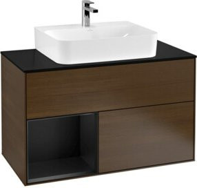 V&B Waschtischunterschrank Finion 100 Wandbeleuchtung in Walnuss mit lackierter Oberfläche, B/T/H: 100 x 50,1 x 50,1 cm - Bild 1