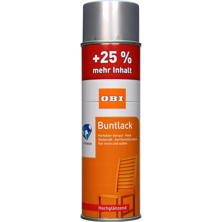 OBI Buntlack Spray RAL 9006 Weißalu hochglänzend, Silber, 500 ml - Bild 2