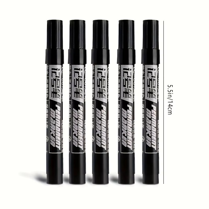 10-teiliges Permanentmarker-Set mit wasserfester schwarzer Tinte auf Ölbasis für Bürobedarf und Zubehör - Bild 2