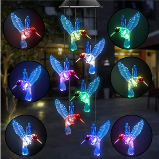 3er Set Lanzhong Solar Windspiel Schmetterling mit LED und RGB-Farben, wasserdichte hängende Gartenleuchten in Bunt - Bild 1