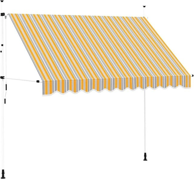vidaXL Einziehbare Markise handbetrieben, Gelb-Blau Gestreift, Breite: 300 cm - Bild 1