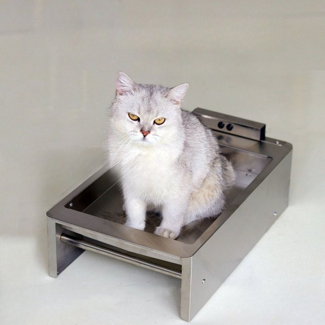 LZJV Flush Katzentoilette aus Edelstahl in Silber Matt für Katzen und Welpen - Bild 1