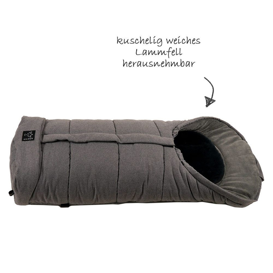 Kaiser Fleece-Fußsack Sheepy mit Lammfelleinlage in Anthrazit Melange mit Reflexstreifen - Bild 2
