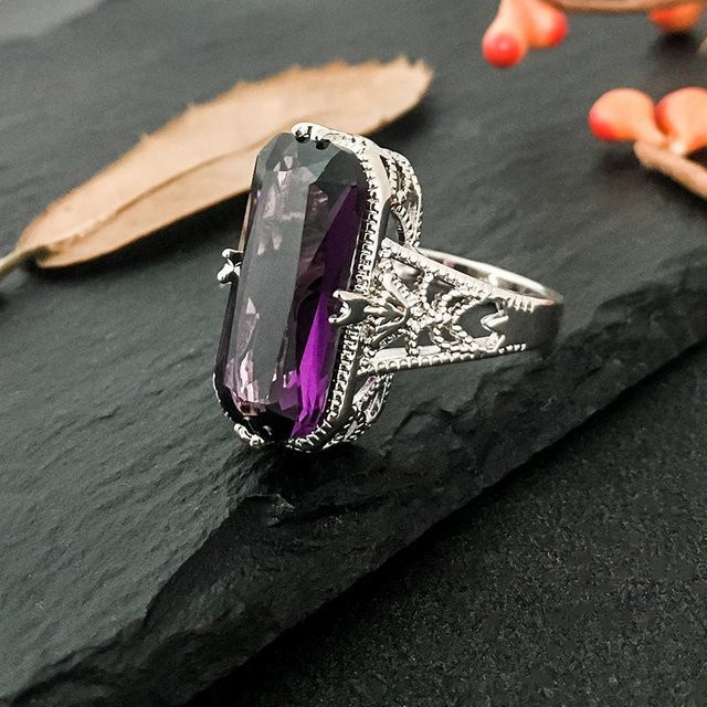 Wucifang Jewelry Verlobungsring Amethyst, 925 Silber, Damen - Bild 1