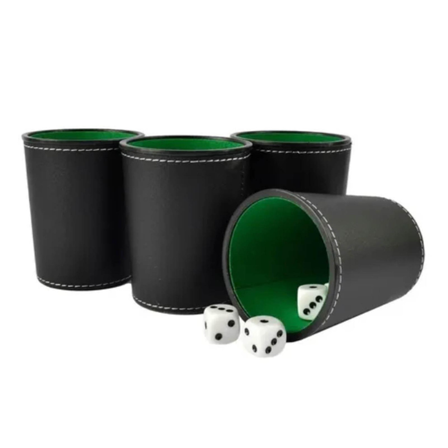 Shoemst Würfelbecher Set aus PU-Leder, Schwarz, 5-teiliges Set - Bild 7