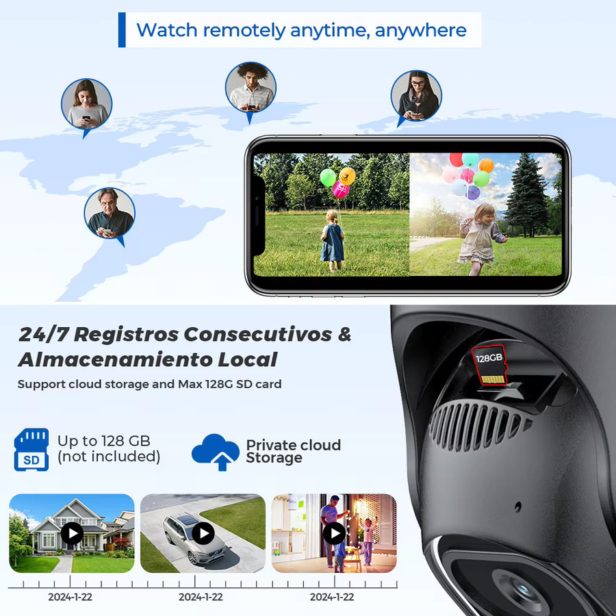 ANBIUX 8MP 4K PTZ WiFi Außenkamera mit Dual-Objektiv, Dual-Screen, AI Human Detect und Auto Tracking via iCSee App - Bild 4