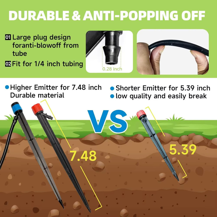 60er-Pack Mikrobewässerungssystem mit Tropfbewässerungsstrahlern für 1/4-Zoll-Schläuche zur automatischen Gartenbewässerung - Bild 2