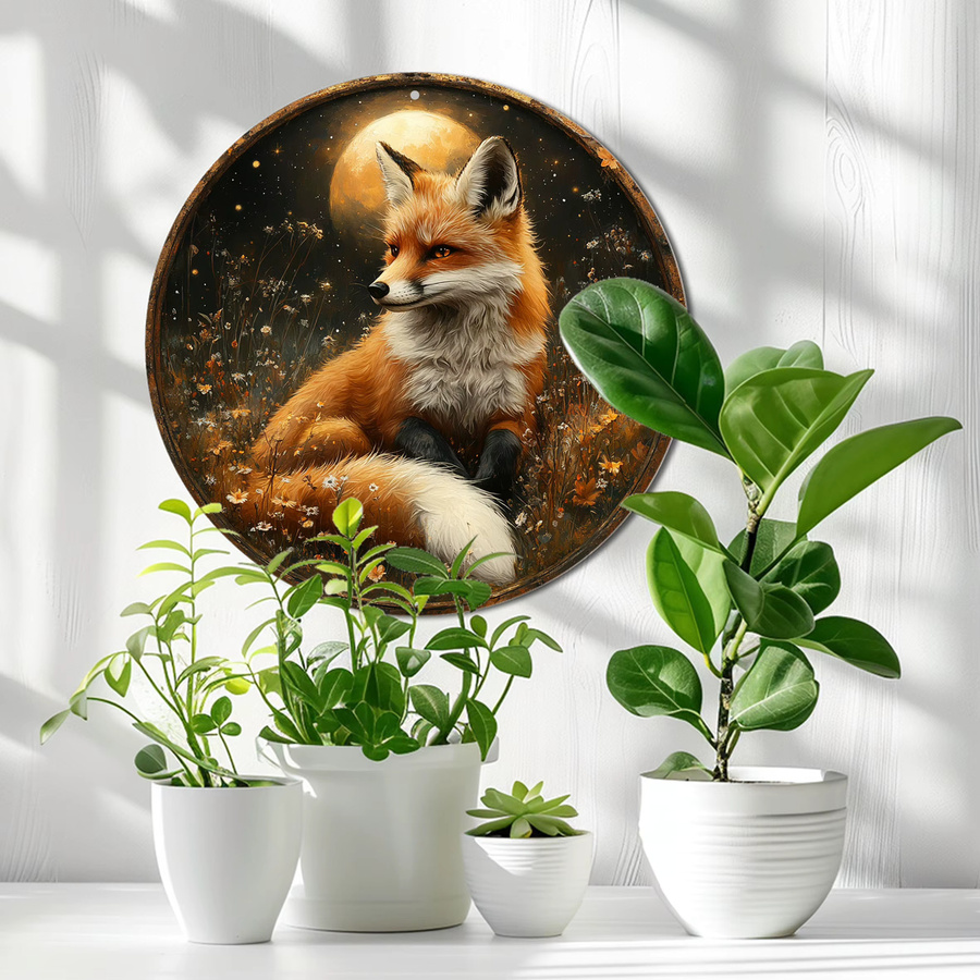 Rundes Aluminium-Metall-Wandschild mit Fuchs-Motiv von Potdemiel, Mehrfarbig, Durchmesser: 20 cm - Bild 4