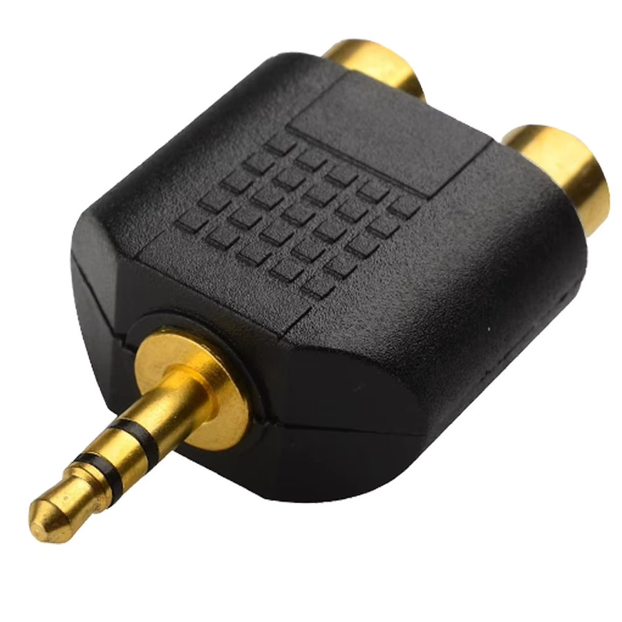 FRHY Audio-Splitter-Kabel 3,5 mm Klinke auf 2-RCA Stereo Adapter, vergoldet, Schwarz - Bild 3
