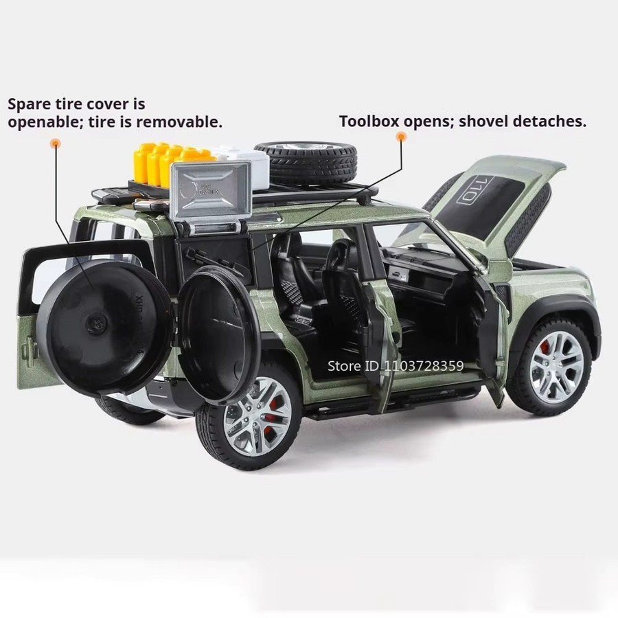 RMZ city Defender 110 Range Rover Geländewagen, Spielzeugmodell, 1:24, Metall, mit Licht und Sound - Bild 2