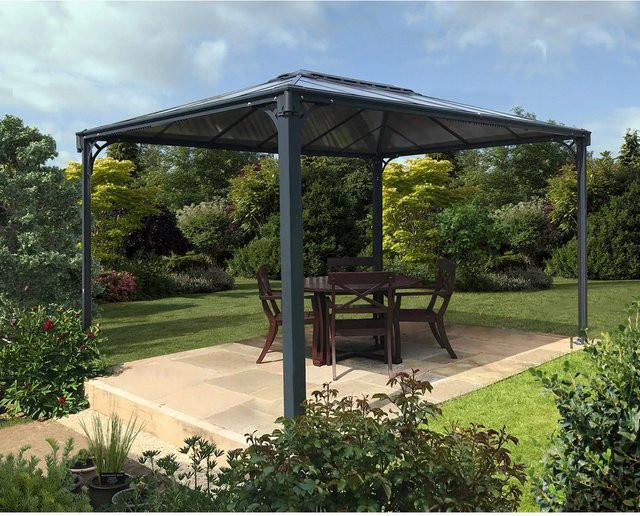 Palram - Canopia Martinique Gartenpavillon Anthrazit mit LED Set und Doppelstegplatten aus Aluminium B: 300 cm, T: 430 cm - Bild 1