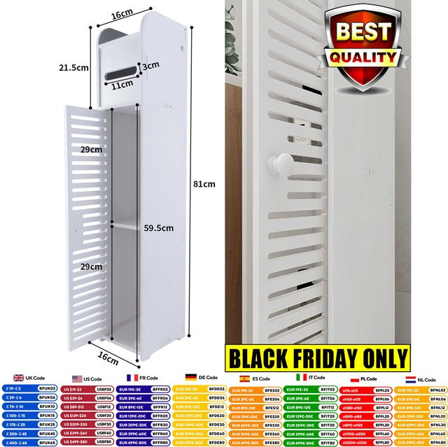 DayPlus Badezimmer Hochschrank mit 3 Ebenen als schlankes Regal für WC und Bad zur Aufbewahrung - Bild 1